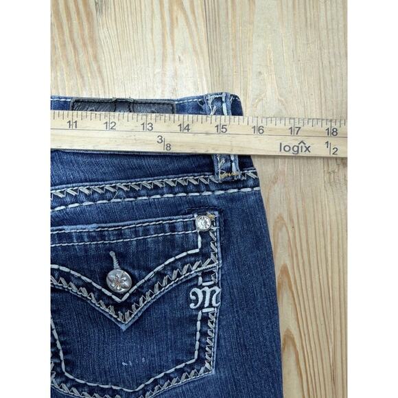 Miss Me Women’s Mid Rise Curvy Boots Jean Actual Size 29x31 Blue Dark Wash Denim - Picture 6 of 7